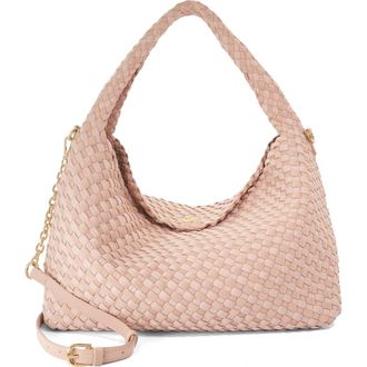 Dune London Deliberate L Woven Shoulder Bag in Blush at Nordstrom