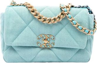 Chanel Pre-owned Medium 19 Flap Bag - Dames - Vintage Schoudertas - Blauw - ONE Size - Leer - Vintage