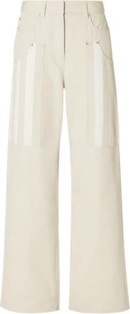 Fendi Pequin Drill Broek - Dames - Wijde Broeken - Beige - 3XS - Katoen - Broeken