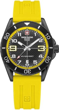 Swiss Alpine Military Heren Duikhorloge Raptor Geel 7029.1878 - unisex - Horloges - Zwart - ONE Size - Accessoires