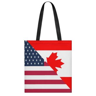Generic U.S. And Canada Flag Womens Tote Casual Shopping Bag Lightweight Shoulder Bags Hobos Handbag for Work Travel Daily 35x40cm