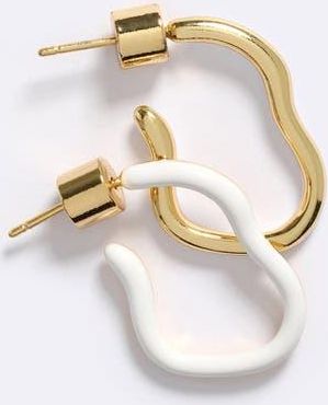 Emma Pills Baby Obsession Enamel Hoops in White Glo at Nordstrom, Size Xx-Small