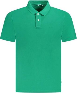 Pepe Jeans London Groen Katoenen Poloshirt met Geborduurd Logo - Heren - Polos - Groen - S - Katoen - Tops