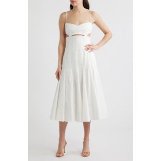 Black Halo Erica Cutout Midi Dress in White at Nordstrom, Size 12