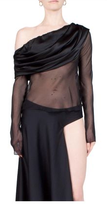 CHRISTOPHER ESBER Vilenica Veiled Off The Shoulder Top In Black