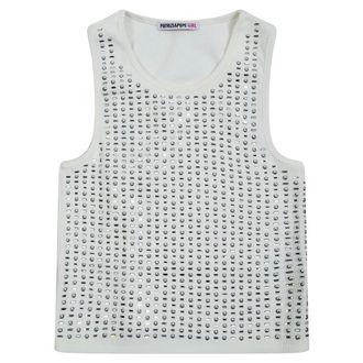 Patrizia Pepe Canotta con strass - female - Patrizia Pepe - Sleeveless Tops - White - 2XL - Tops