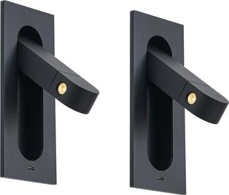 QAZQA Qazqa Juego De 2 Apliques Modernos Negros Con Led Y Puerto Usb-c