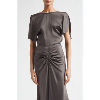 Victoria Beckham Draped Crepe Back Satin Top in Ore at Nordstrom, Size 12