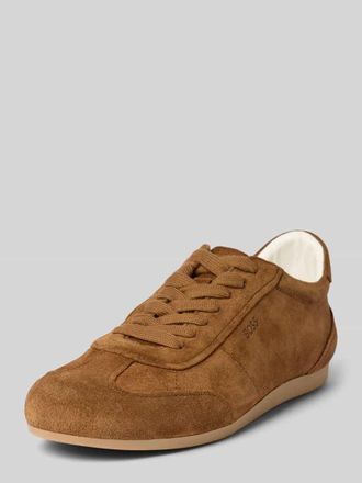 HUGO BOSS Sneaker aus echtem Veloursleder mit Logo-Pr&auml;gung in Cognac, Gr&ouml;&szlig;e 36