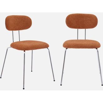 Sweeek Set di 2 sedie decorative legno curvato tinto noce e tessuto idrorepellente gambe in metallo cromato