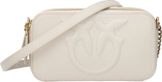 Pinko Pinko Damens Carrie Leder-Umh&auml;ngetasche Beige/Elfenbein