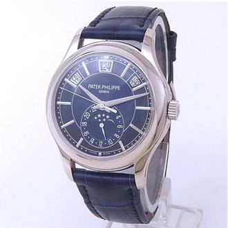 Patek Philippe Pre-owned Patek Philippe Complications Blue Sunburst Dial Mens Watch 5205G-013