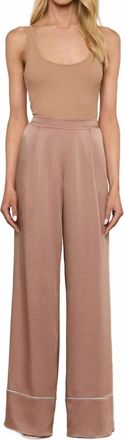 L'agence Womens Tavia Satin Trouser In Mocha Tan / Cool Blue