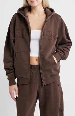 AFRM Cameron Cotton Zip Hoodie in Espresso at Nordstrom Rack, Size X-Large