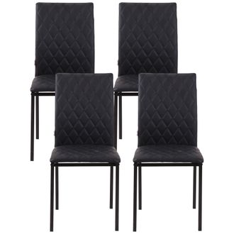 HOMCOM Dining Chairs Faux Leather Accent Chairs for Kitchen - Set of 4 - Black | TJ Hughes