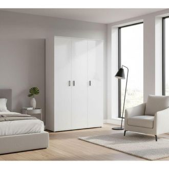 Dmora Armadio Multiuso Grande - 4 Ripiani Portascope, Bianco, -, 116x190h cm Pangasio
