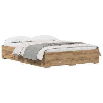 Berkfield Home Modern Bed Frame with Drawers Artisan oak Engineered Wood 140 x 190 cm in Brown