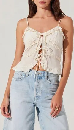 ASTR the Label Islah Tie Front Camisole in Cream at Nordstrom Rack, Size X-Small