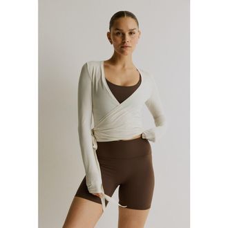H&M Sports Wrap Top In Modal in Ivory White at Nordstrom, Size Xx-Large