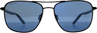 Serengeti Eyewear Aviator Mens Matte Black Mineral Blue 555nm Polarized Spello Metal - One Size