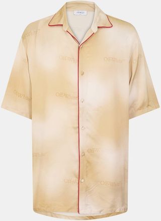 Off-white Mens Off White Relaxed Fit Lettering Short Sleeve Shirt in Beige/White - Multicolour - Size 2XS