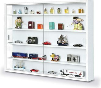 Dmora Vetrina Con Ripiani Interni, Colore Bianco, Misure 60 X 10 X 80 Cm, Con Imballo Rinforzato - Dmora
