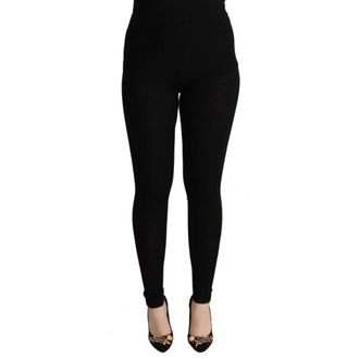 Dolce & Gabbana Broeken, Dames, Zwart, 3Xs, Kasjmier, Luxe Zwarte Kasjmier High-Waisted Pantys