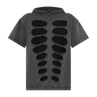 Avavav T-Shirts, female, Gray, Size: XL Hooded T-shirt with Cut-Outs