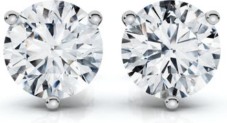 Pompeii3 1.50Ct TW Round Diamond Martini Studs 3-Prong 14k Gold Lab Grown