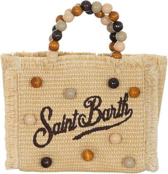 MC2 Saint Barth Rectangular Woven Handbag with Fringed Edges