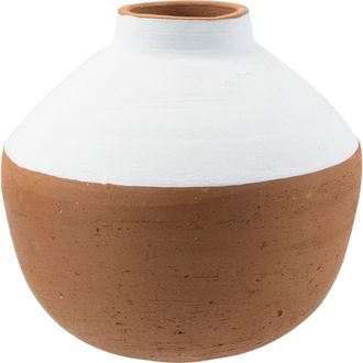 Foreside Home And Garden Wide White Painted Natural Terracotta Decorative Vase at Nordstrom