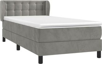 vidaXL Cama Box Spring Con Colch&oacute;n Terciopelo Gris Claro 80x200 Cm Vidaxl
