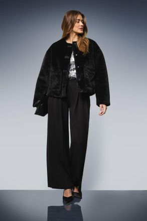 Wallis Womens Faux Fur Button Detail Coat - Black - Size 22 UK