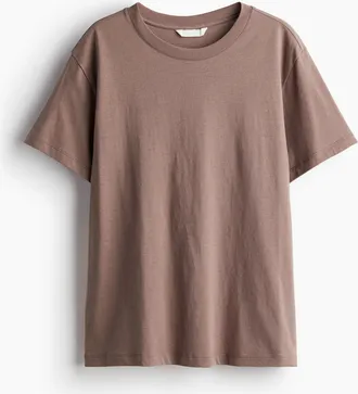 H&M T-Shirt aus Baumwolle - Dunkelbeige