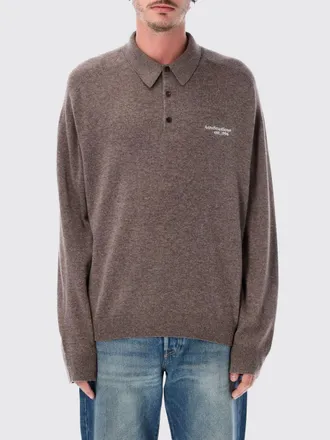 Acne Studios Polo in maglia relaxed fit in lana e yak con logo ricamato