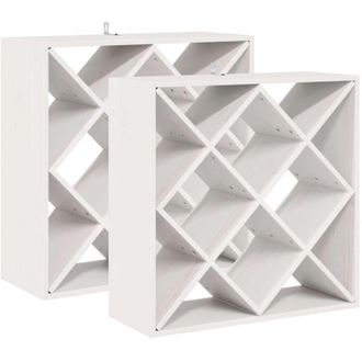 vidaXL Wine Rack 2 pcs White 62 x 25 x 62 cm Solid Pine Wood vidaXL