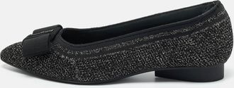 Ferragamo Black/gold Knit Fabric Varina Ballet Flats