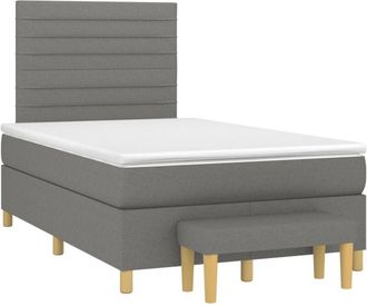 vidaXL Cama Box Spring Con Colch&oacute;n Tela Gris Oscuro 120x200 Cm Vidaxl