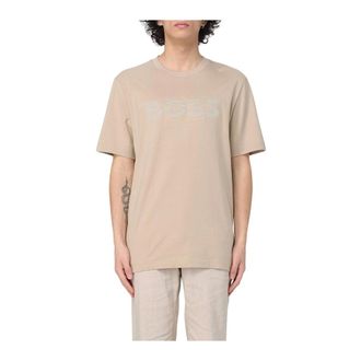 HUGO BOSS Hugo, T-Shirts, male, Beige, Size: XS Logo Tee Short Sleeve Cotton