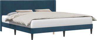 vidaXL Estructura De Cama Con Cabecera Azul 180 X 200 Cm Terciopelo Vidaxl