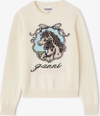 Ganni White Jumper with Horses