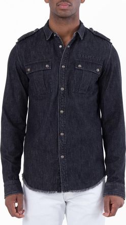 Balmain Long Sleeve Denim Shirt, Brand Size 40 (Neck Size 15.75 )