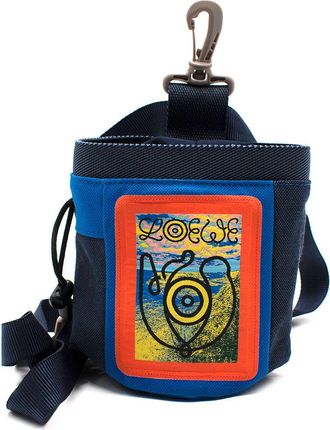 Loewe Navy Canvas Eye Print Mini Crossbody Chalk Bag