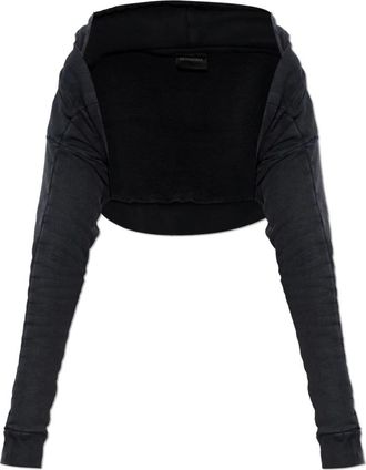 Balenciaga Hoodies, female, Gray, Size: XS Short Hooded Sweatshirt