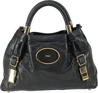 Chlo&eacute; Victoria Leather Black Leather Handbag (Pre-Owned)