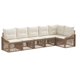 vidaXL Conjunto De Sof&aacute;s De Jard&iacute;n 6 Pcs Beige Rat&aacute;n Sint&eacute;tico Vidaxl