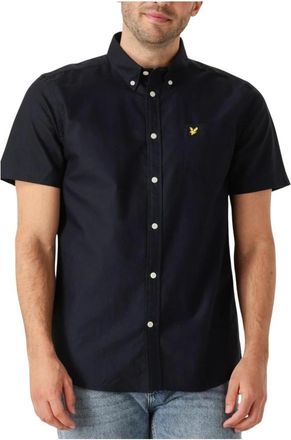 Lyle & Scott Kortemouw Oxford Overhemd in Donkerblauw - Heren - Korte mouwen Overhemden - Blauw - M - Overhemden