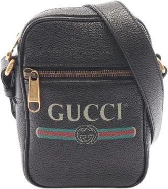 Gucci Pre-owned Webbing Line Leren Schoudertas - Dames - Vintage Schoudertas - Zwart - ONE Size - Leer - Vintage