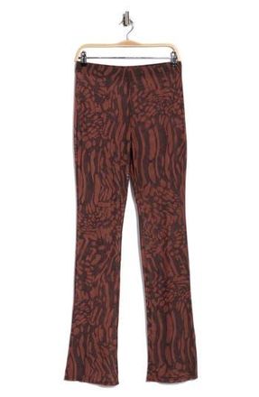 Good American Animal Print Sheer Mesh Micro Bootcut Pants in Java Warped Leopard001 at Nordstrom Rack, Size X-Small