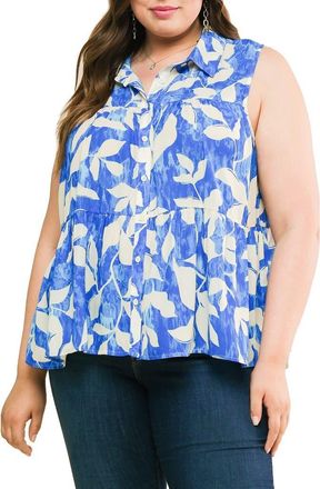 Flying Tomato Button Front Sleeveless Top in Blue at Nordstrom Rack, Size 2 X